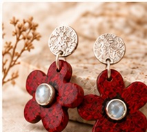 Aros Flor Roja de Orfebrería Jazz