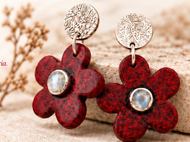 Aros Flor Roja