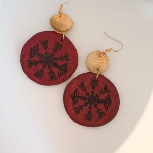 Aros Brújula Vikinga Roja Circular