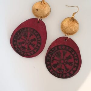 Aros Brújula Vikinga Roja Oval
