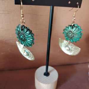 Aros Flor Turquesa y Media Luna · Orfebrería Jazz